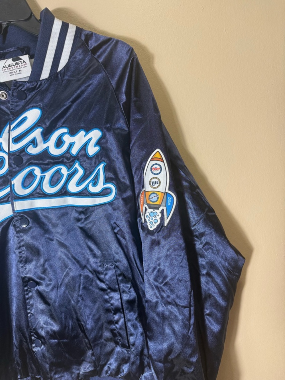 Molson Coors Satin Varsity Jacket‎ Mens M Beer Promo Y2K Streetwear - Picture 2 of 12